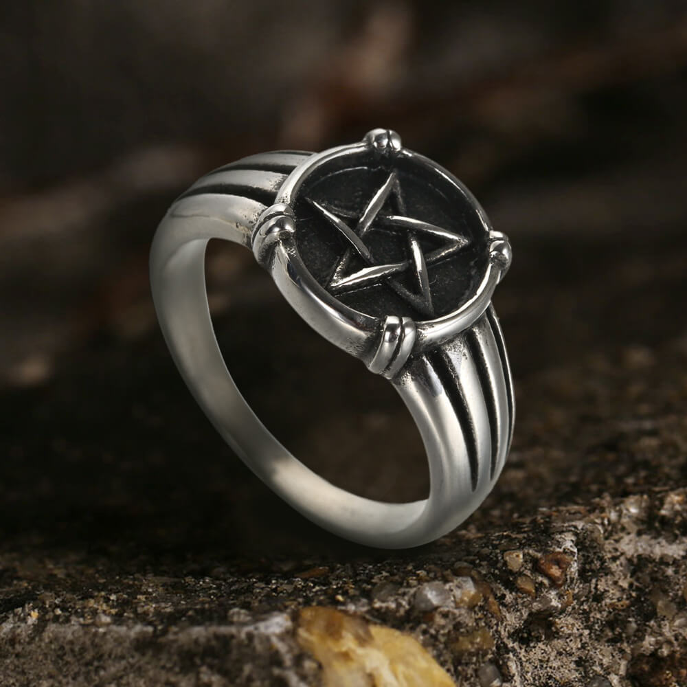 Vintage Five-pointed Star Stainless Steel Ring