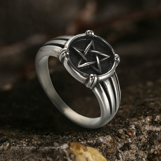 Vintage Five-pointed Star Stainless Steel Ring