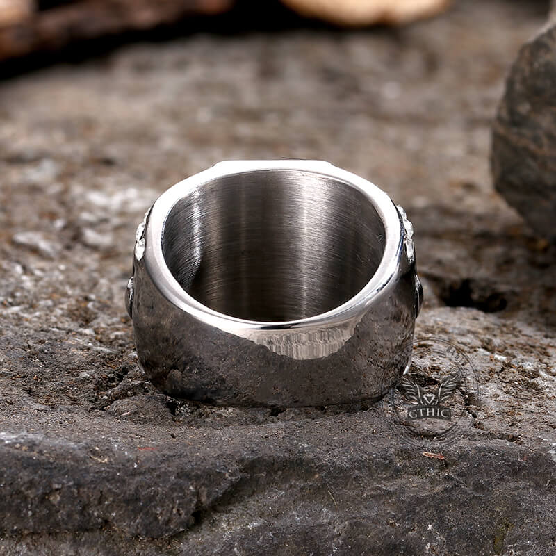 Vintage Gemstone Cross Stainless Steel Ring