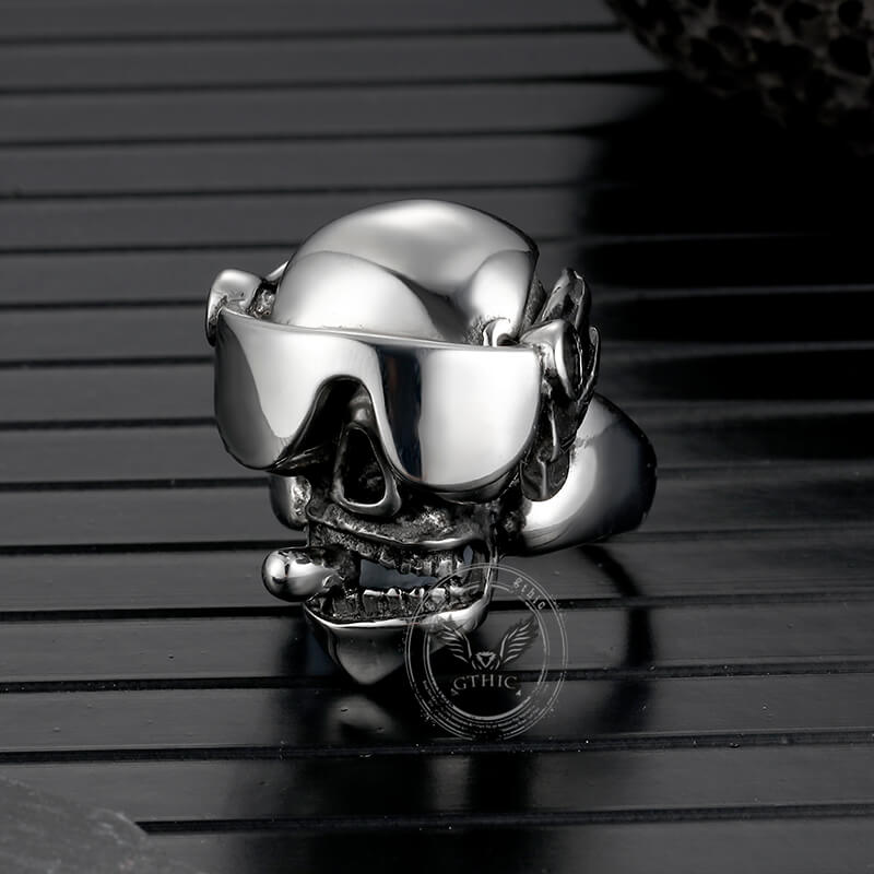 Vintage Goggles Skull Stainless Steel Ring