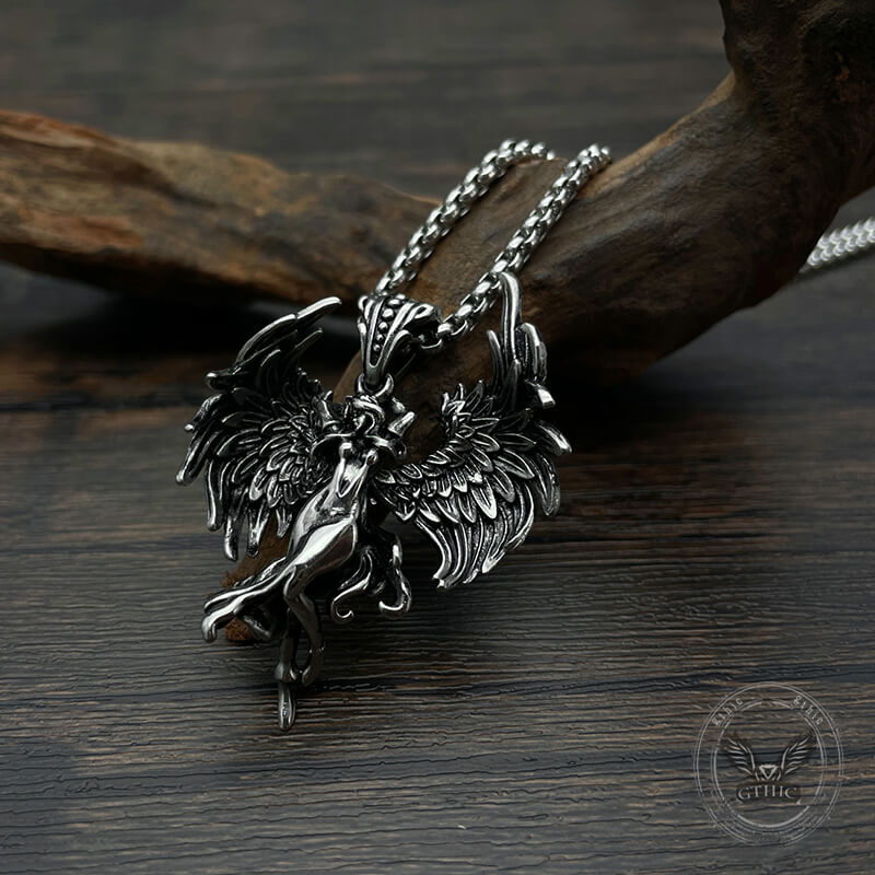 Vintage Guardian Angel Wings Stainless Steel Pendant