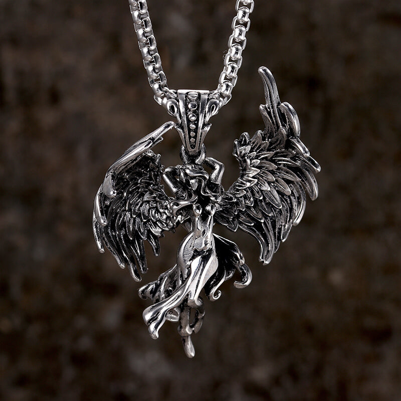 Vintage Guardian Angel Wings Stainless Steel Pendant