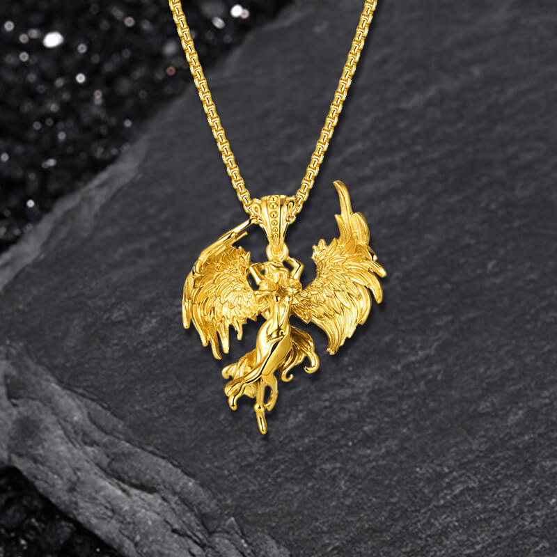 Vintage Guardian Angel Wings Stainless Steel Pendant