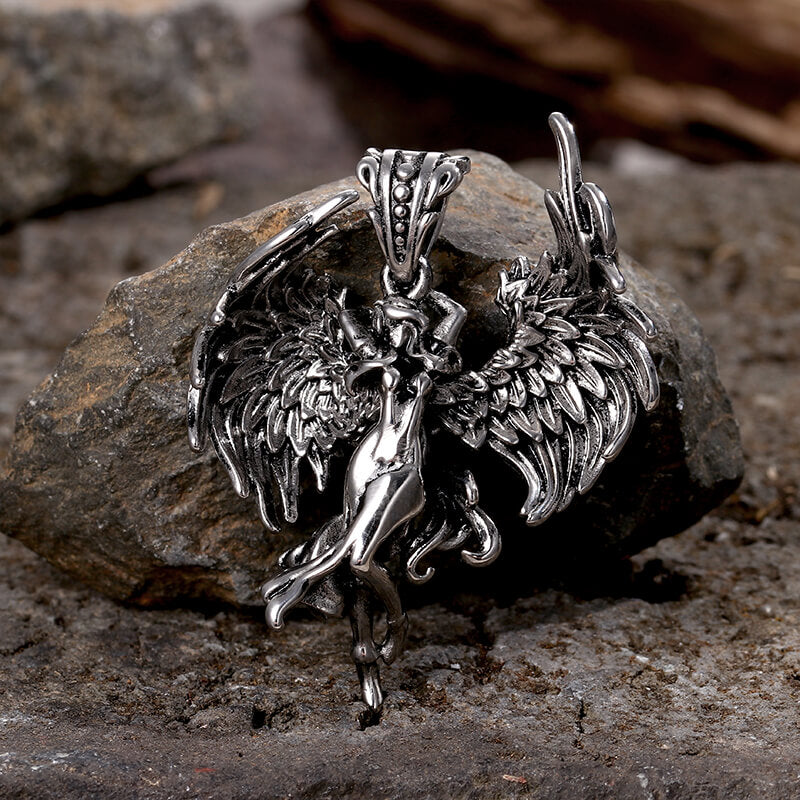 Vintage Guardian Angel Wings Stainless Steel Pendant