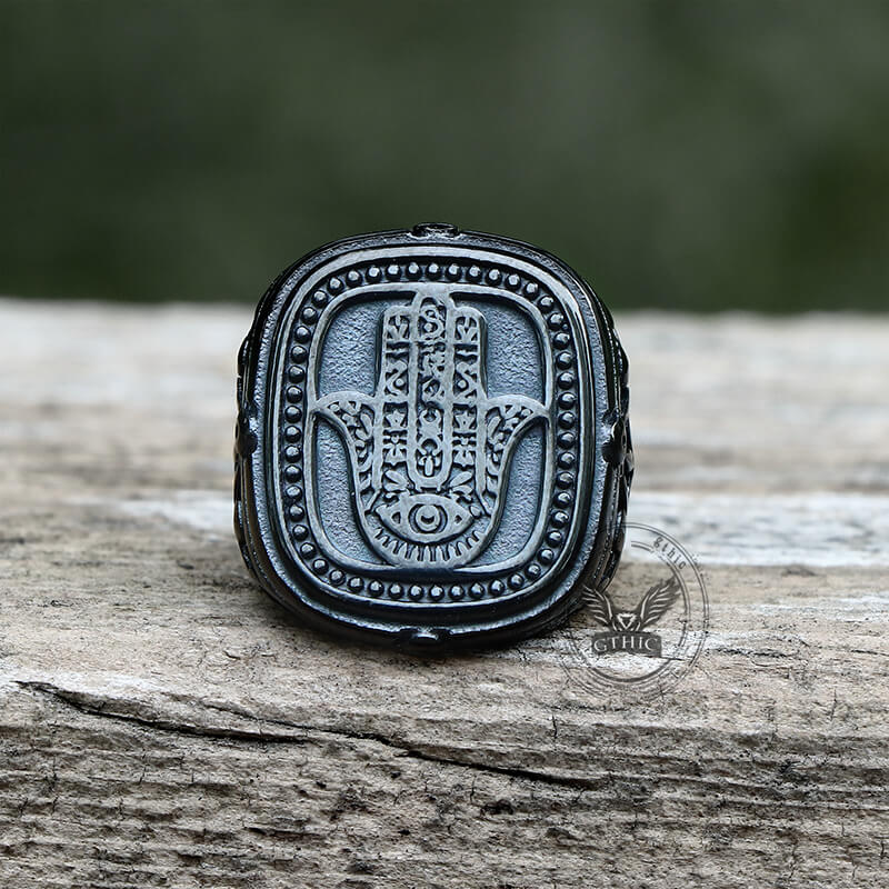 Vintage Hand of Fatima Stainless Steel Ring