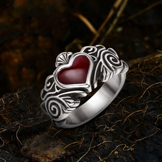 Vintage Heart Stainless Steel Ring