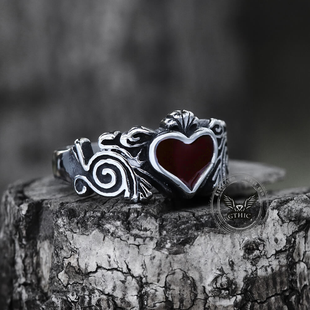 Vintage Heart Stainless Steel Ring
