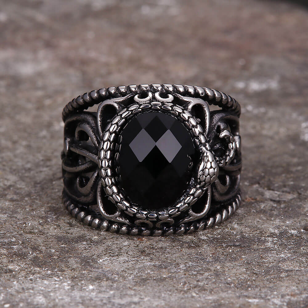 Vintage Hollow Design Stainless Steel Snake Ring