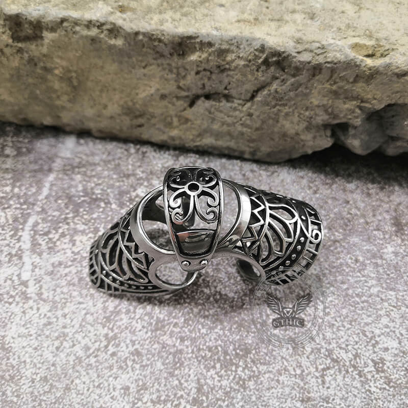 Vintage Hollow Pattern Stainless Steel Knuckle Ring