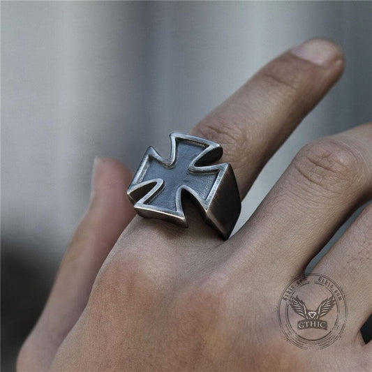 Vintage Iron Cross Stainless Steel Ring