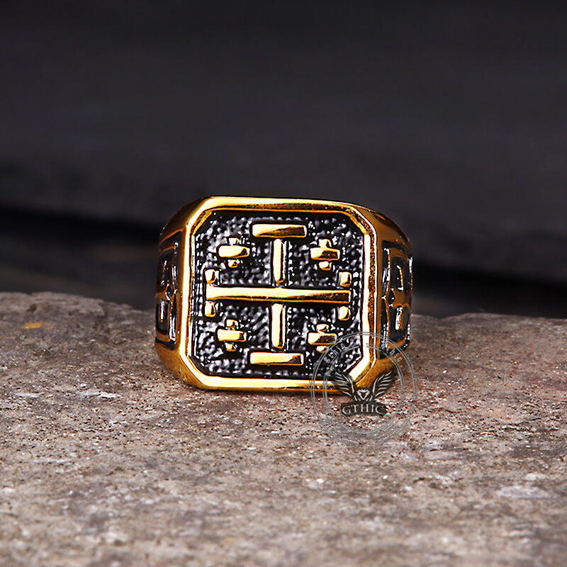 Vintage Jerusalem Cross Stainless Steel Christian Ring