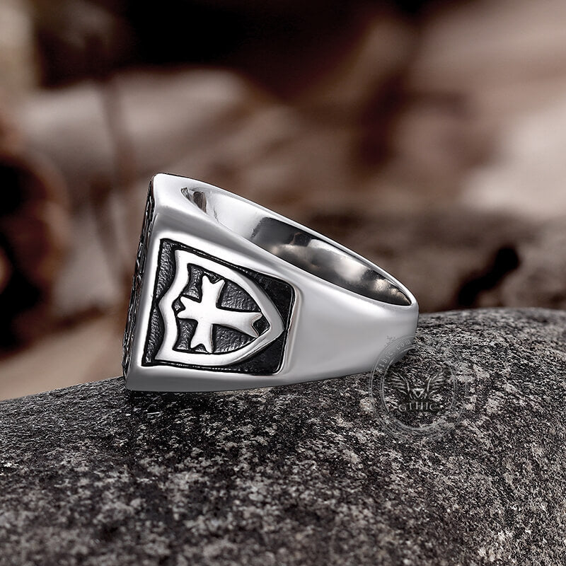 Vintage Jerusalem Cross Stainless Steel Christian Ring