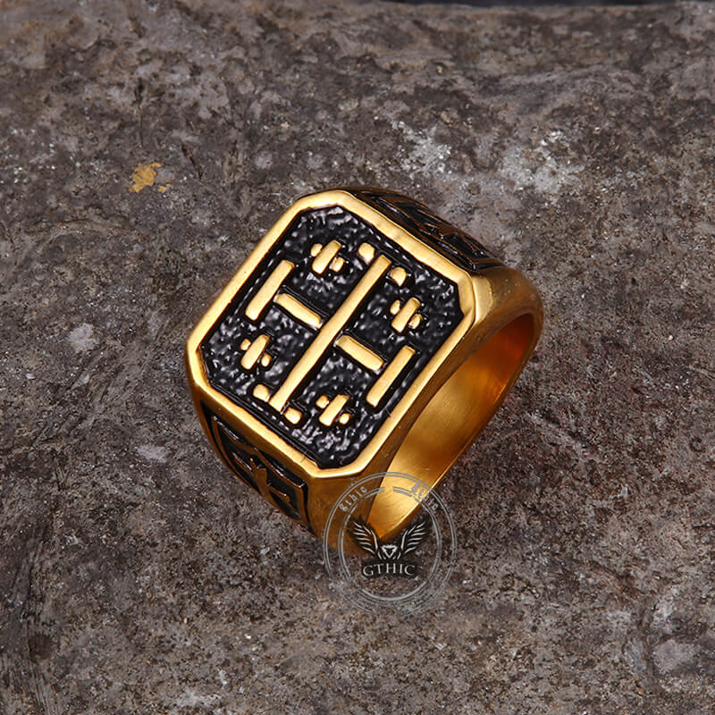 Vintage Jerusalem Cross Stainless Steel Christian Ring