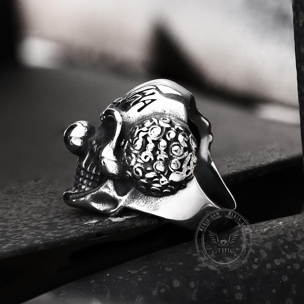 Vintage Joker Clown Stainless Steel Skull Ring