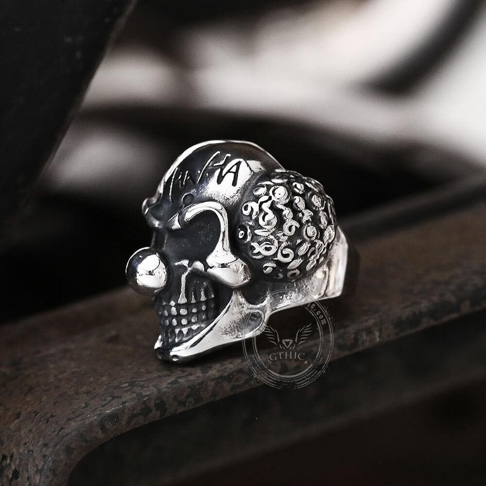 Vintage Joker Clown Stainless Steel Skull Ring