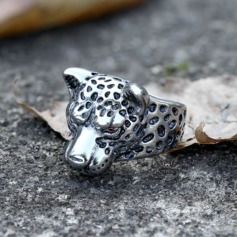 Vintage Leopard Head Stainless Steel Ring