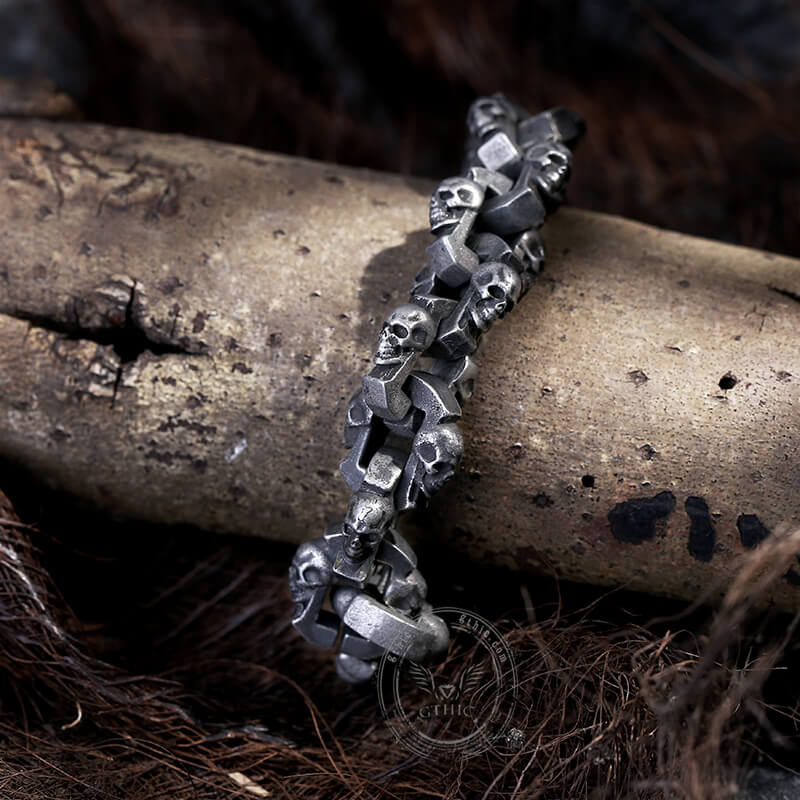 Vintage Leopard Head Stainless Steel Skull Bracelet