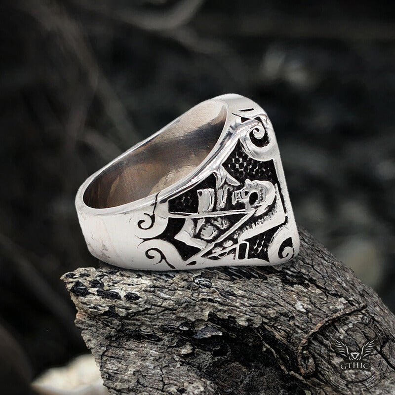 Vintage Masonic Stainless Steel Men's Ring