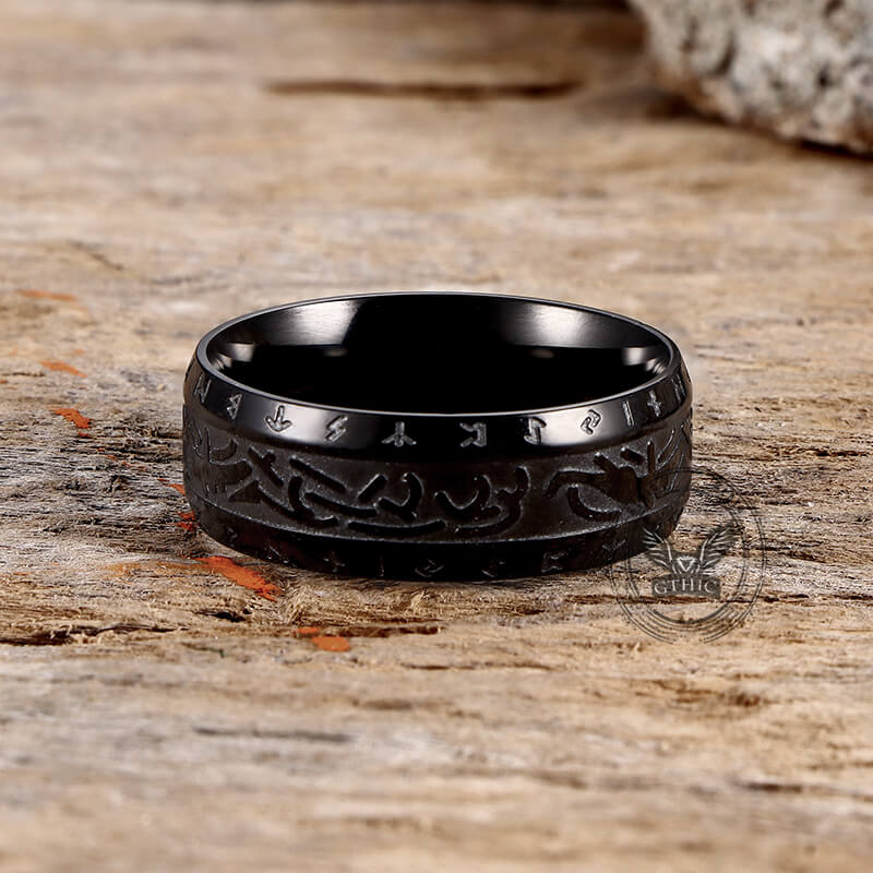 Vintage Nordic Runes Stainless Steel Viking Ring