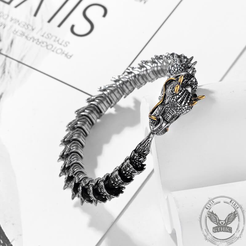 Vintage Oriental Dragon Stainless Steel Bracelet