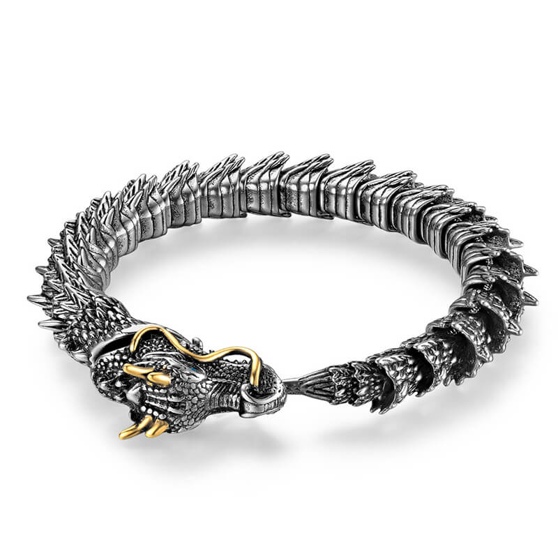 Vintage Oriental Dragon Stainless Steel Bracelet