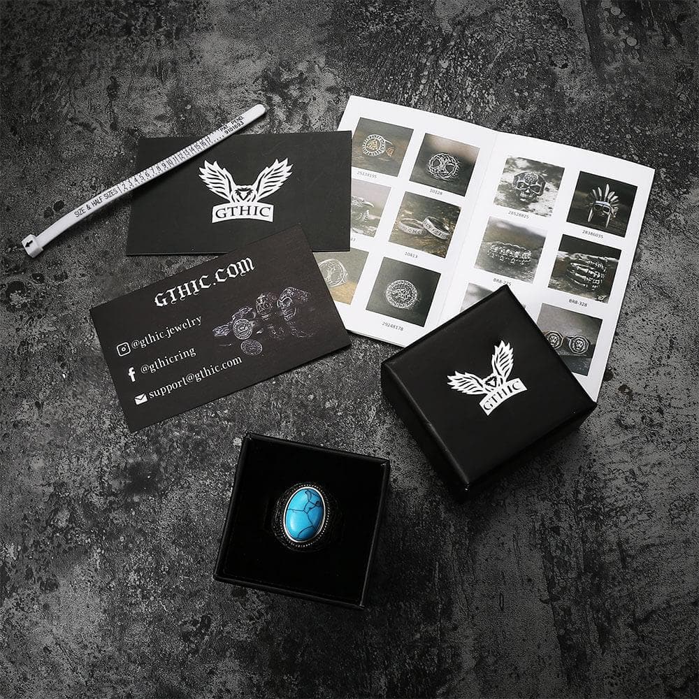 Vintage Pattern Gem Stainless Steel Ring