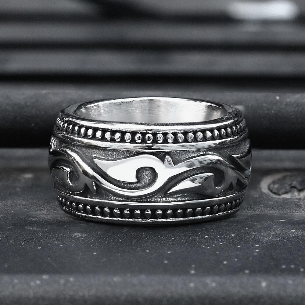 Curling Grass Pattern Stainless Steel Ring