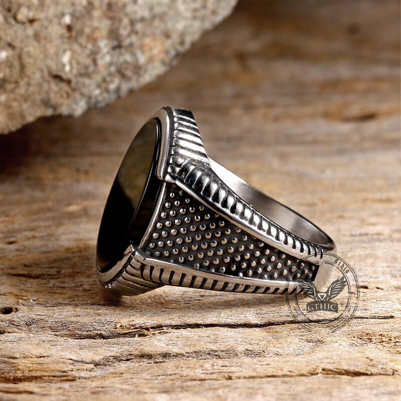 Vintage Polka Dot Black Zircon Stainless Steel Ring