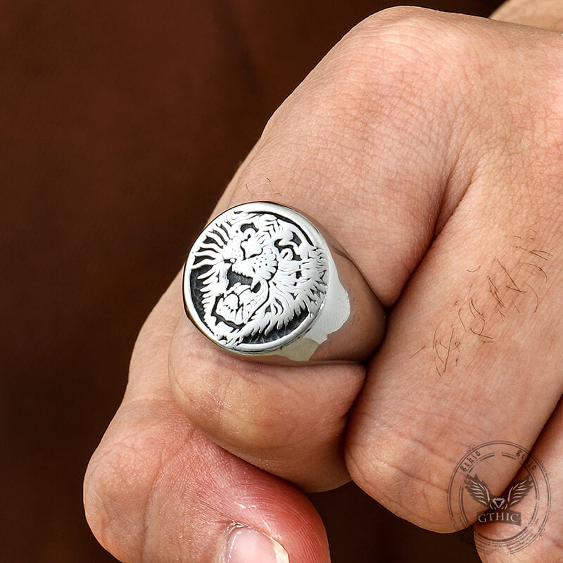Vintage Roaring Tiger Head Stainless Steel Ring