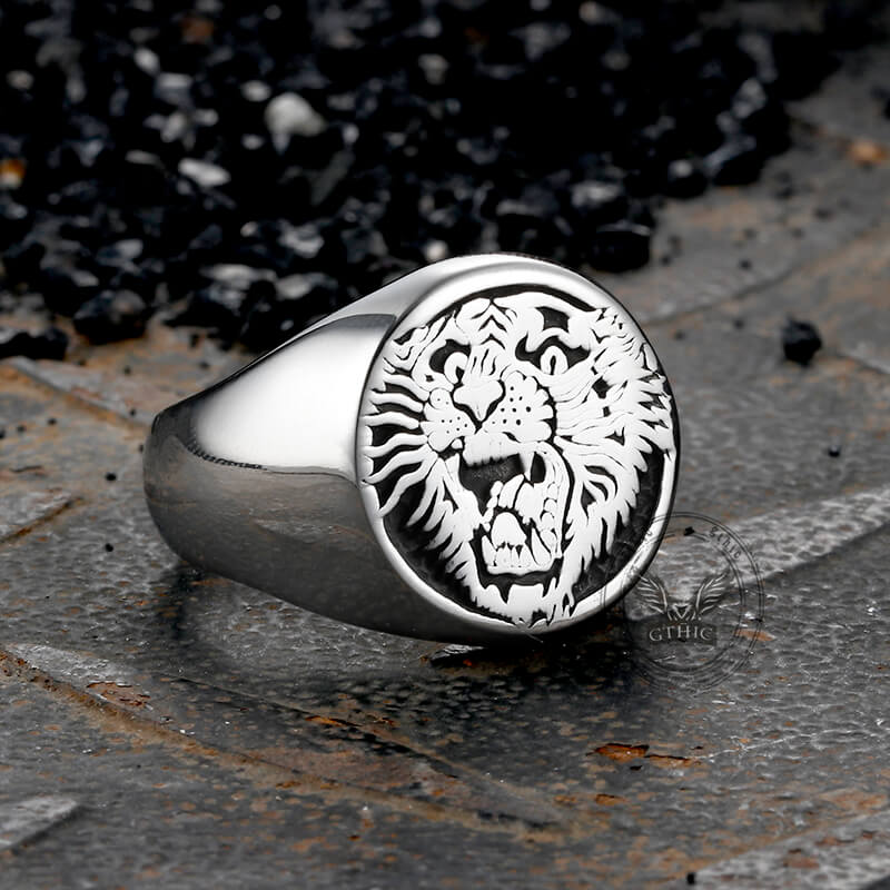 Vintage Roaring Tiger Head Stainless Steel Ring