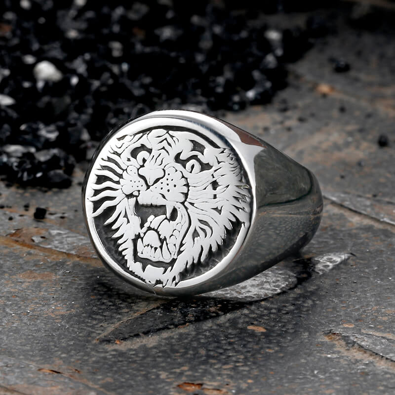 Vintage Roaring Tiger Head Stainless Steel Ring