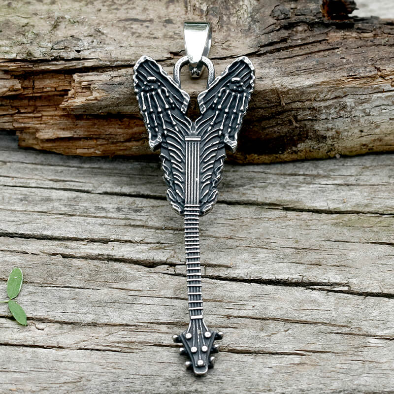 Vintage Rock Guitar Stainless Steel Pendant