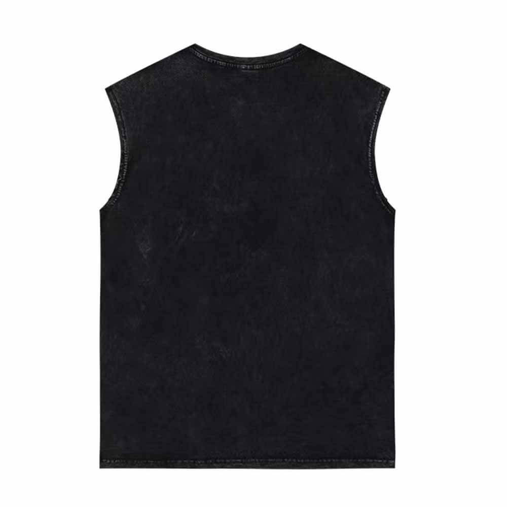 Vintage Rock Star Print Washed Vest Top