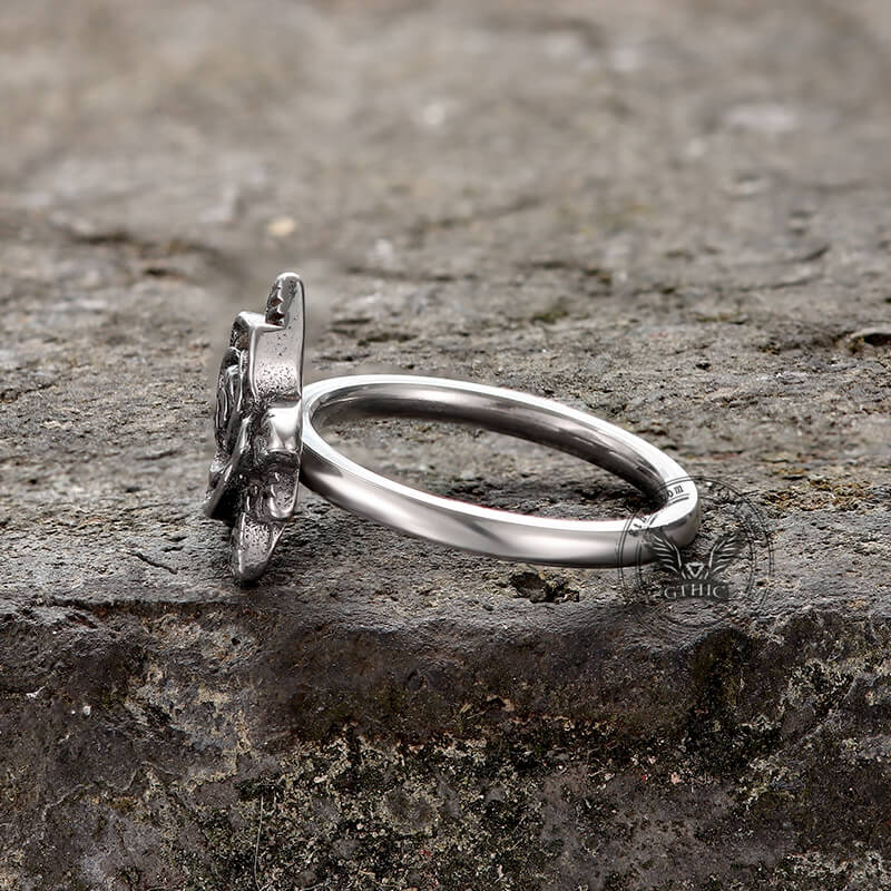 Vintage Rose Skull Stainless Steel Ring