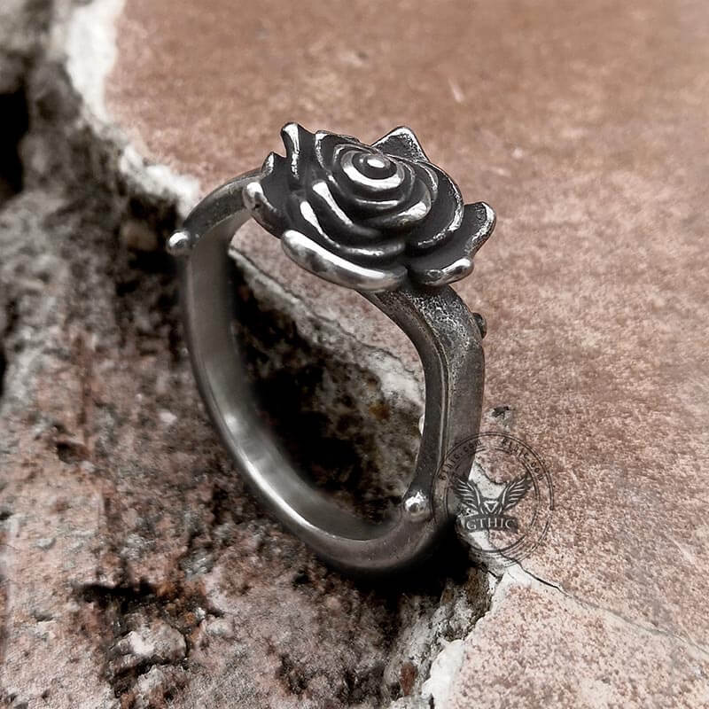 Vintage Rose Stainless Steel Gothic Ring