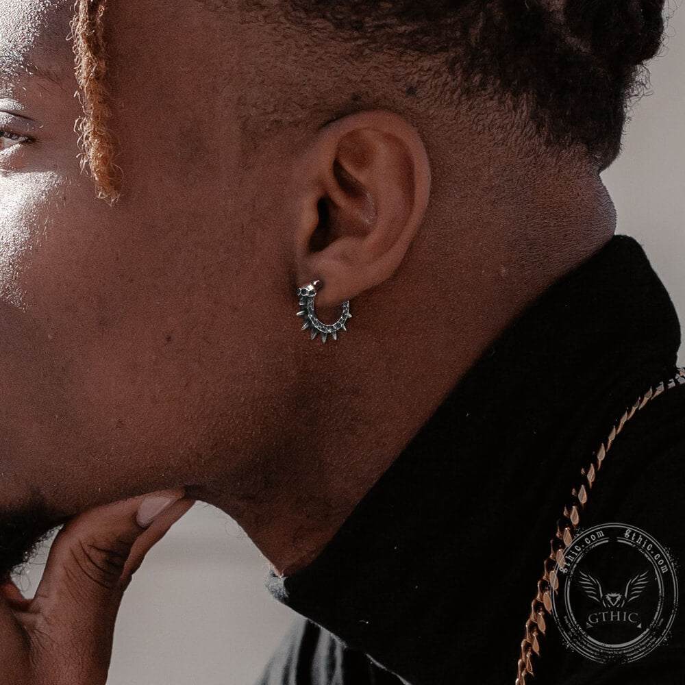 Vintage Skull and Thorns Stainless Steel Earrings