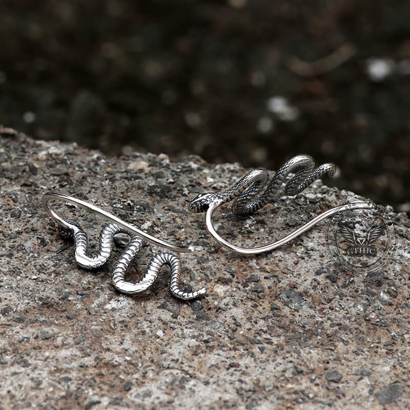 Vintage Snake Stainless Steel Ear Climber Cuffs