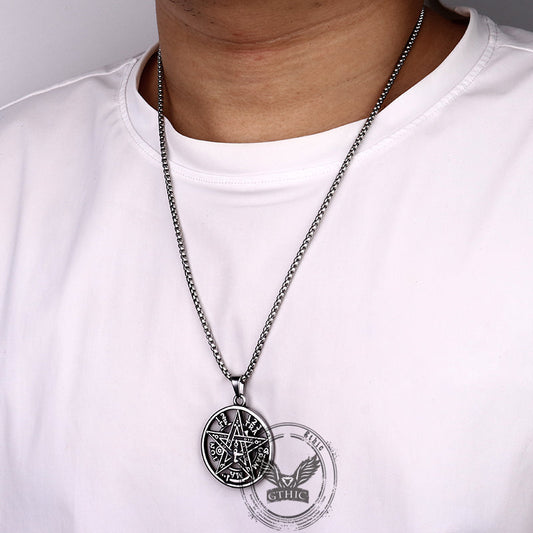 Vintage Solomon Pentagram Stainless Steel Pendant