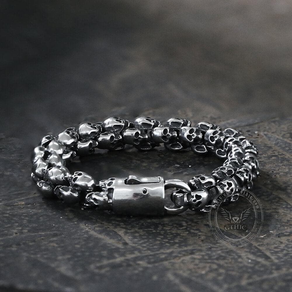 Vintage Stainless Steel Skull Bracelet