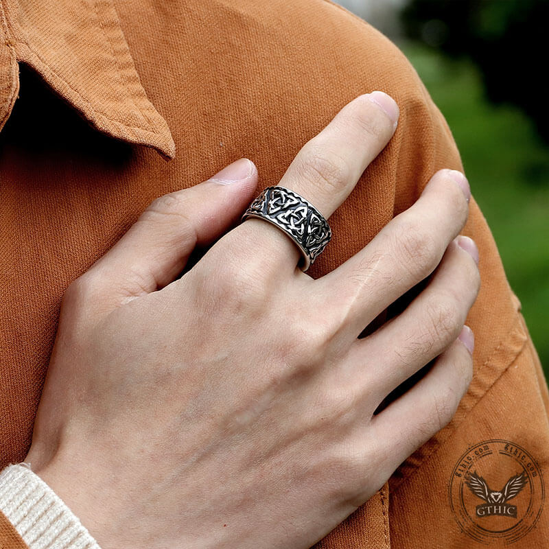 Vintage Surrounded Celtic Knot Stainless Steel Viking Ring
