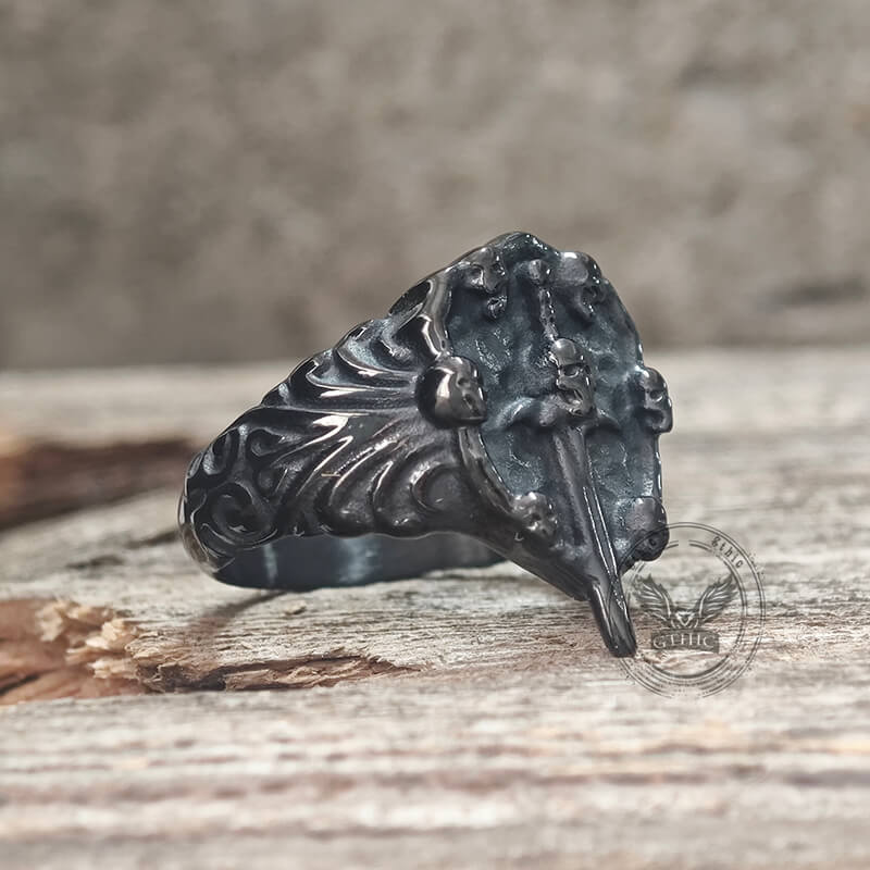 Vintage Sword Stainless Steel Skull Ring