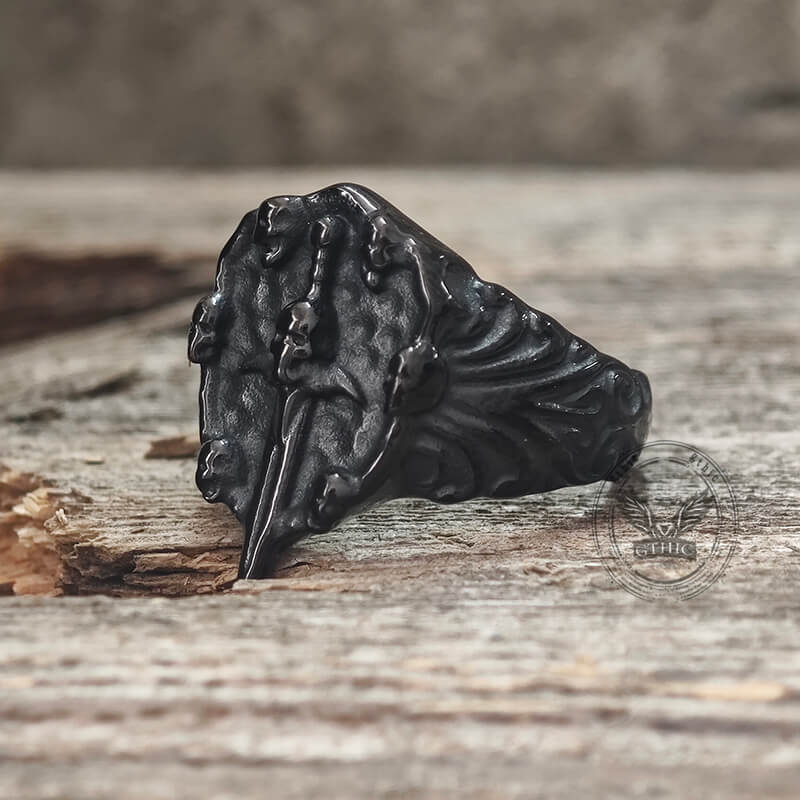 Vintage Sword Stainless Steel Skull Ring