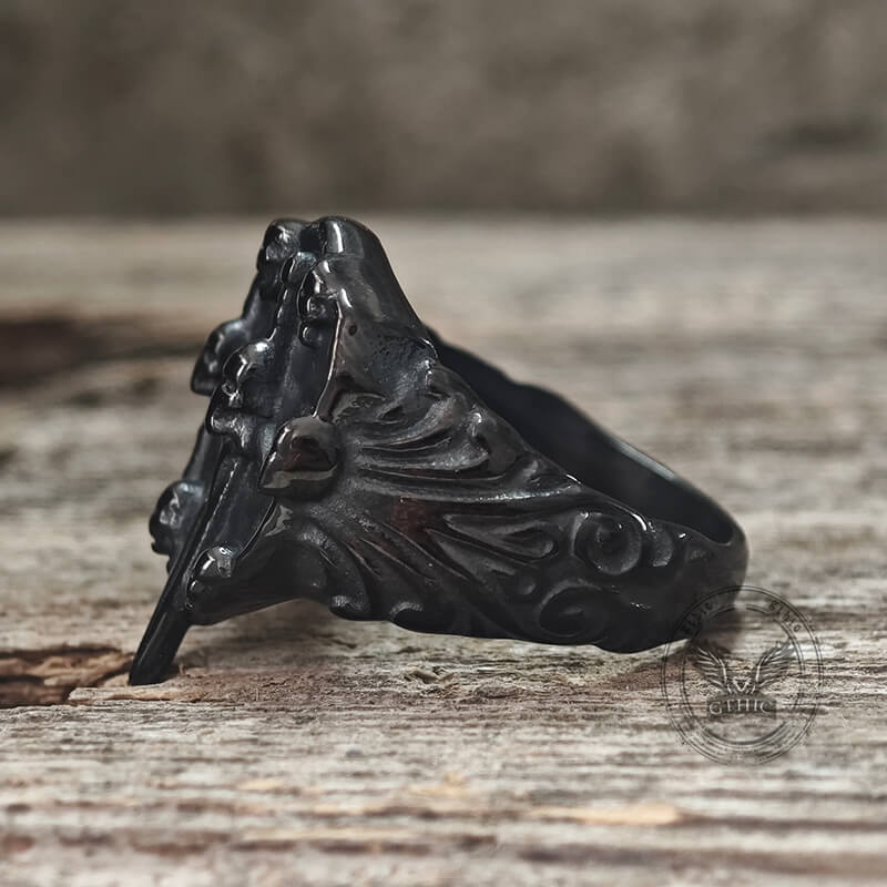 Vintage Sword Stainless Steel Skull Ring