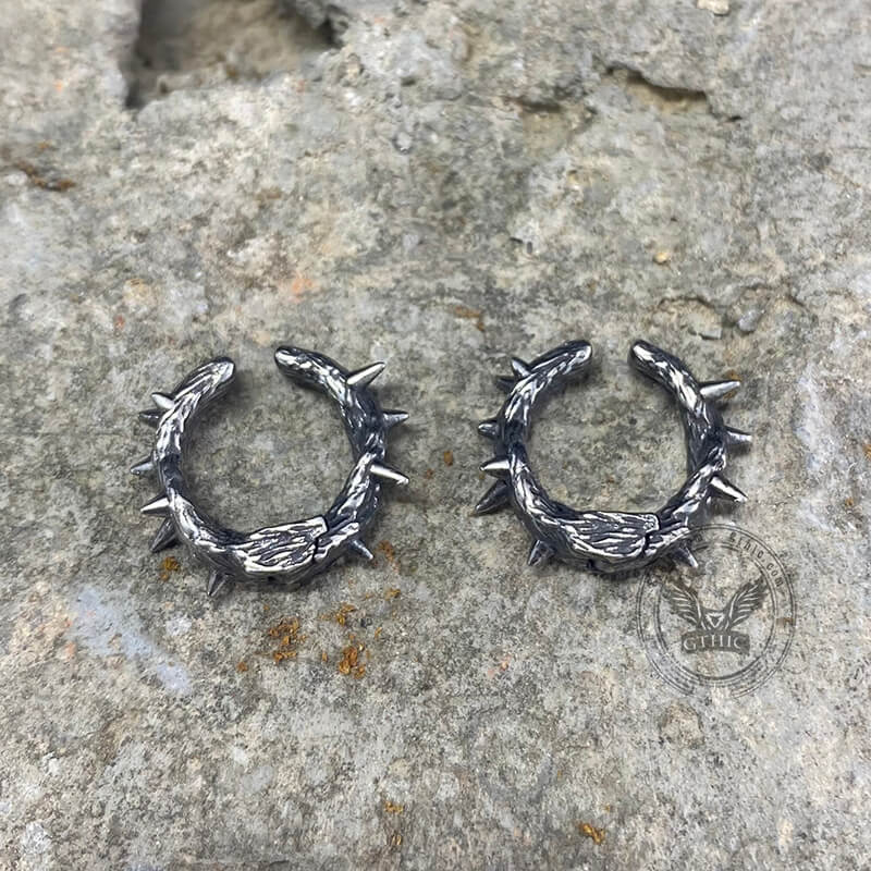 Vintage Thorns Stainless Steel Ear Clips
