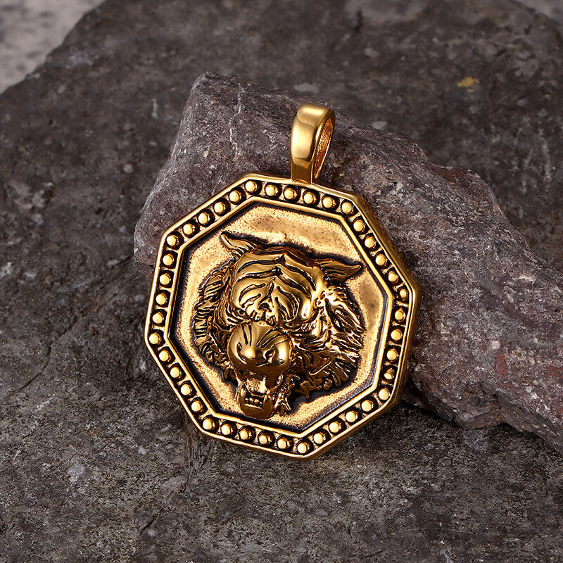 Vintage Tiger Head Stainless Steel Pendant
