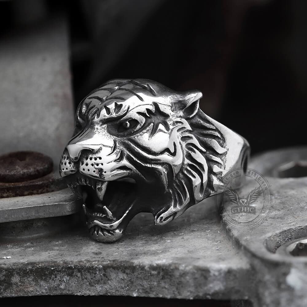 Vintage Tiger Stainless Steel Animal Ring