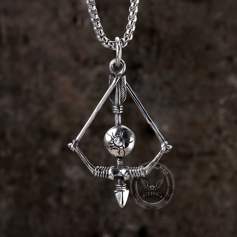 Vintage Turquoise Bow And Arrow Stainless Steel Necklace