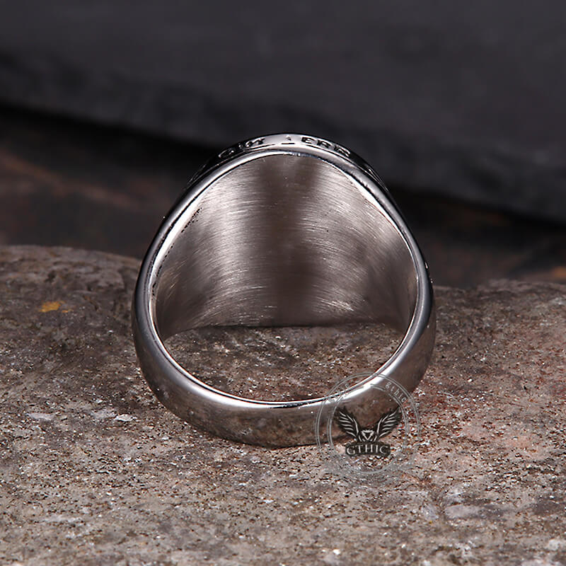 Vintage Viking Nordic Compass Stainless Steel Marine Ring