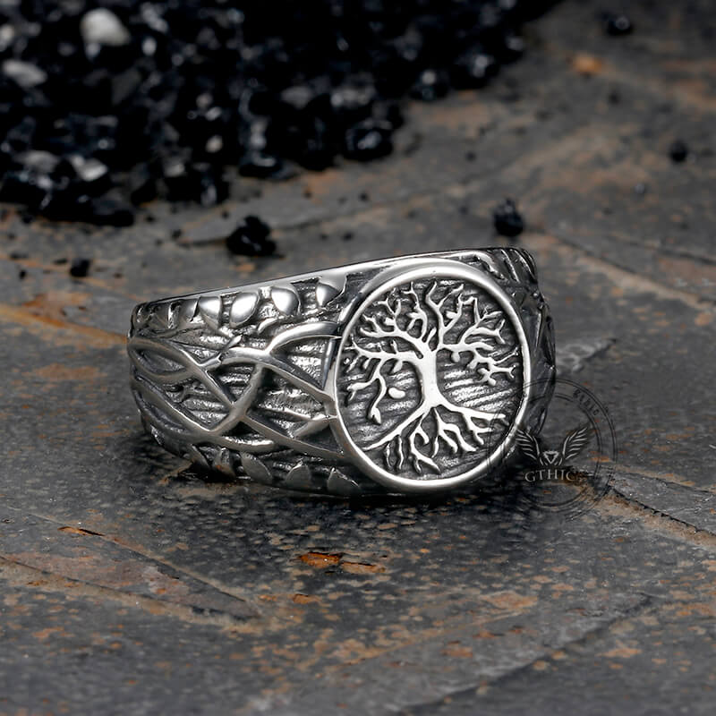Vintage Viking Tree of Life Vine Stainless Steel Ring