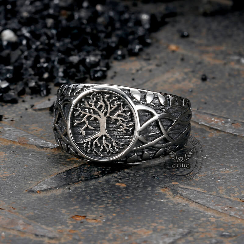 Vintage Viking Tree of Life Vine Stainless Steel Ring